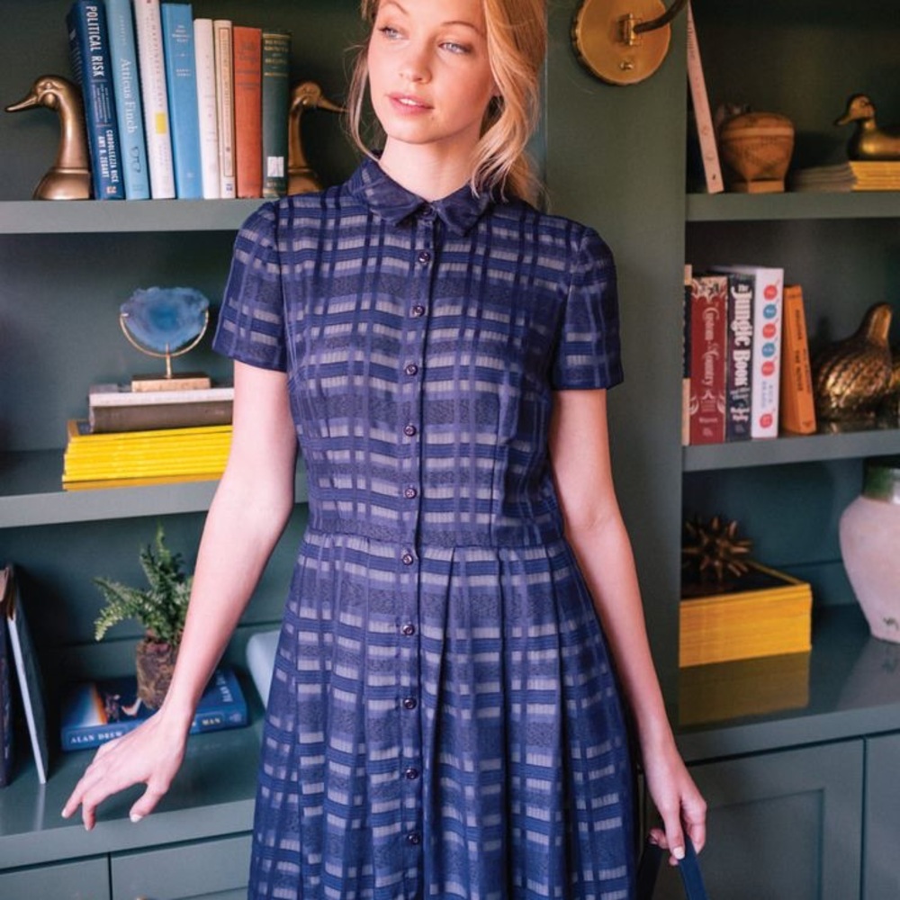 Gal Meets Glam Plaid Blue Dress